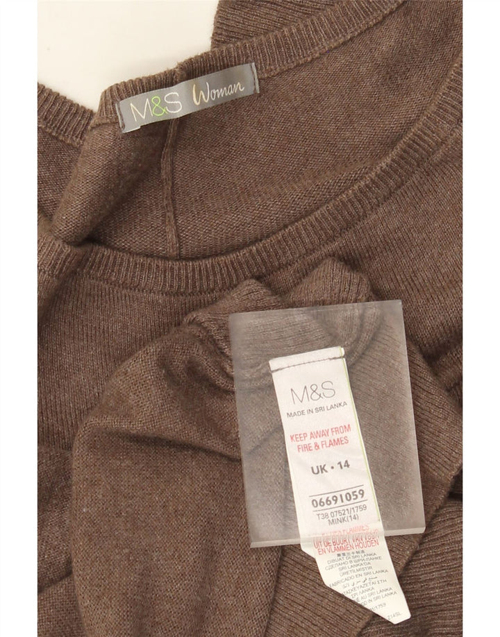 Marks & Spencer Womens Jumper Dress UK 14 Medium Brown Cotton