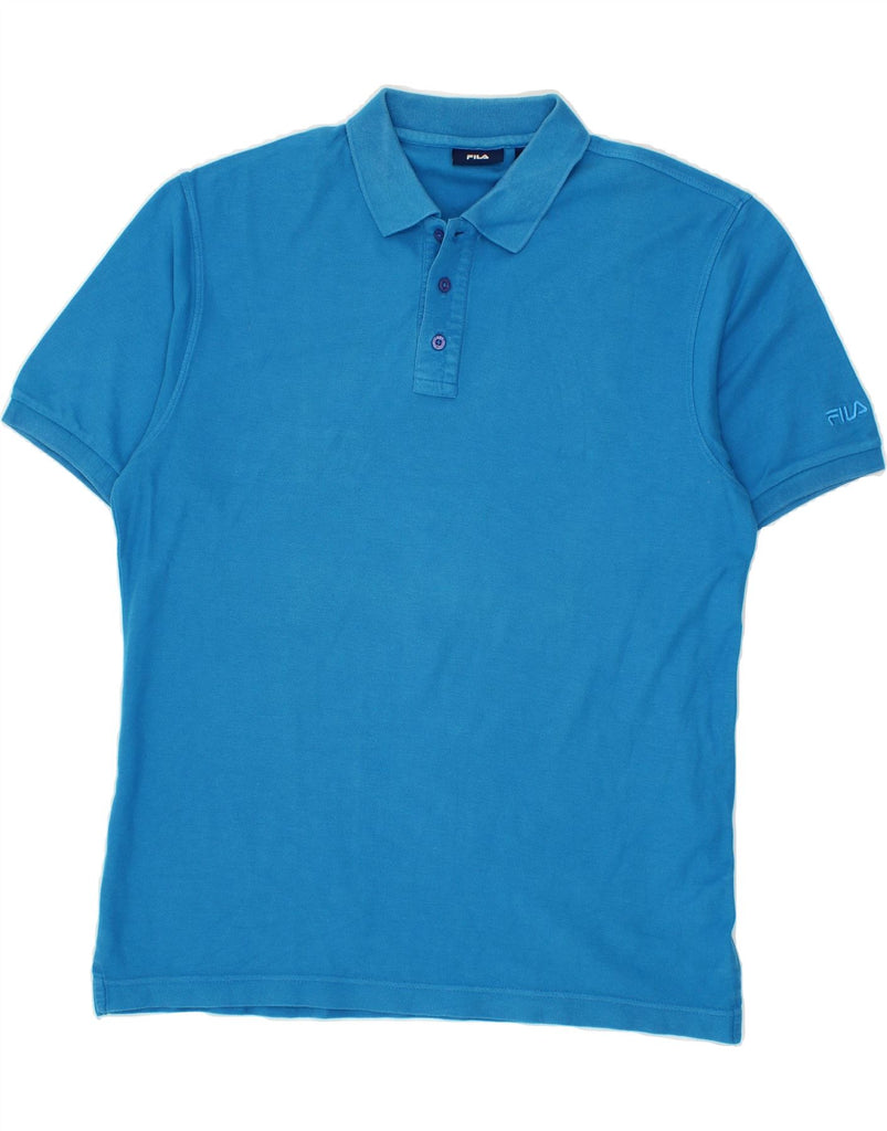 FILA Mens Polo Shirt Large Blue Cotton Vintage Fila and Second-Hand Fila from Messina Hembry 