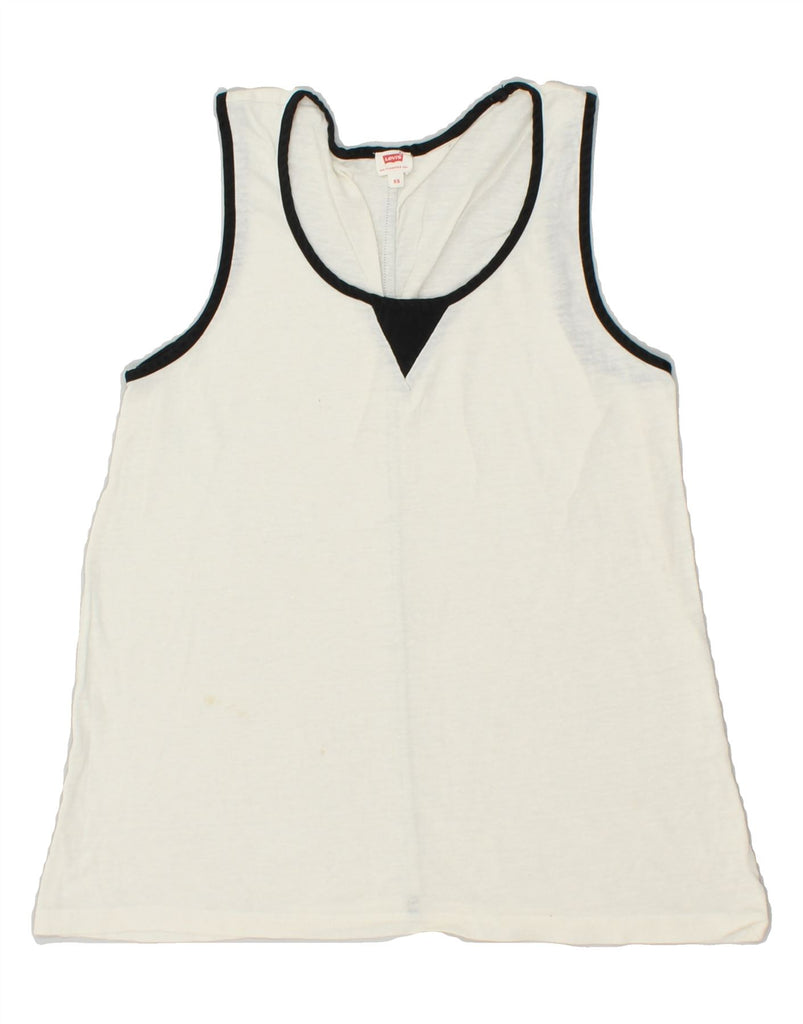 LEVI'S Womens See Through Vest Top UK 4 XS White | Vintage Levi's | Thrift | Second-Hand Levi's | Used Clothing | Messina Hembry 