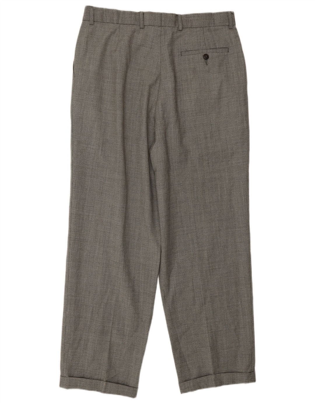 Marks & Spencer Mens Pegged Casual Trousers W34 L31 Black Houndstooth Wool