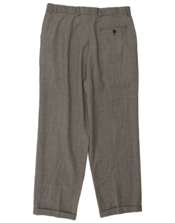 Marks & Spencer Mens Pegged Casual Trousers W34 L31 Black Houndstooth Wool