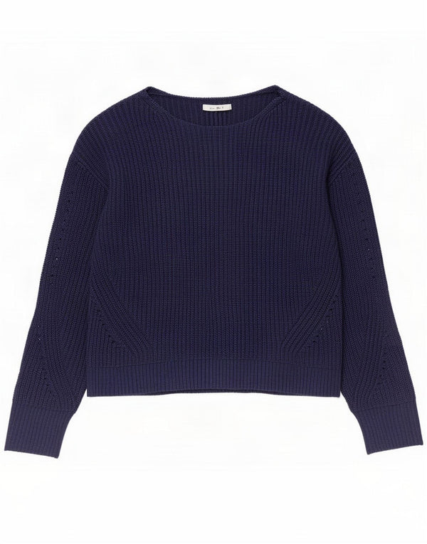 White Stuff Womens Boat Neck Jumper Sweater UK 12 Medium Navy Blue