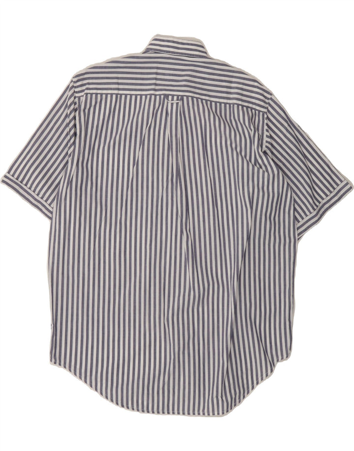 BENETTON Mens Short Sleeve Shirt Medium Blue Striped Vintage Benetton and Second-Hand Benetton from Messina Hembry 