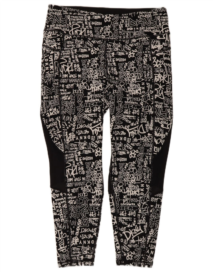 DKNY Womens Graphic Leggings UK 18 XL  Black Nylon