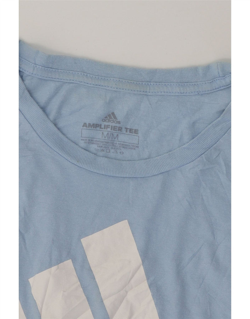 ADIDAS Womens Graphic T-Shirt Top UK 12 Medium Blue Cotton Vintage Adidas and Second-Hand Adidas from Messina Hembry 