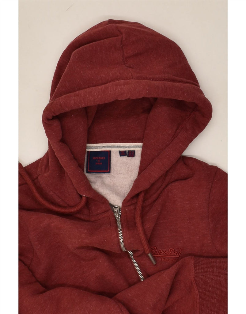 SUPERDRY Womens Zip Hoodie Sweater UK 14 Medium Maroon Cotton | Vintage Superdry | Thrift | Second-Hand Superdry | Used Clothing | Messina Hembry 