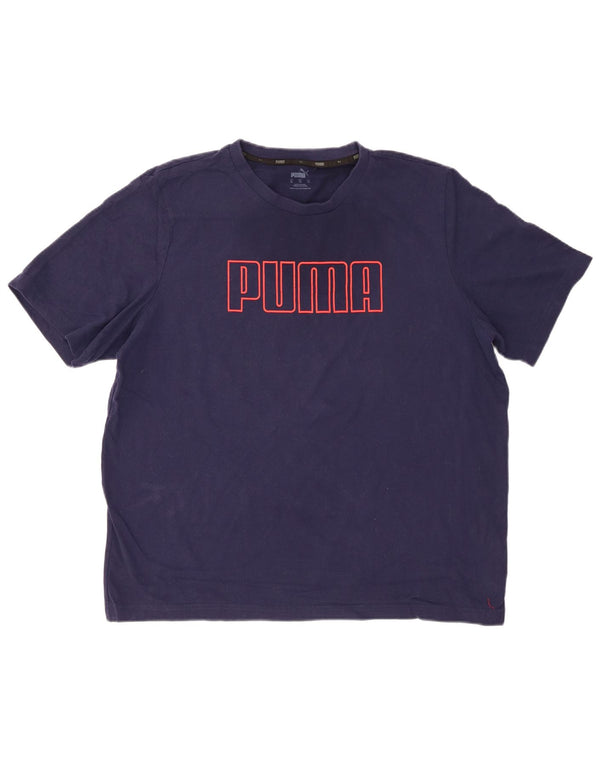 PUMA Mens Graphic T-Shirt Top XL Navy Blue Cotton