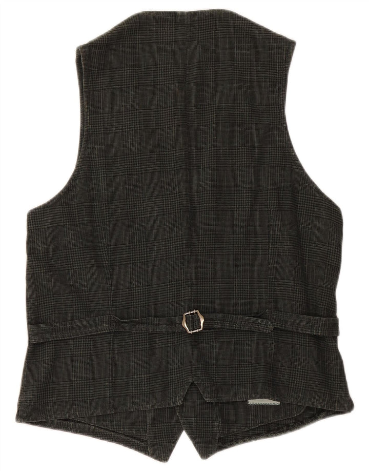 BOGGI Mens Waistcoat Medium Green Houndstooth