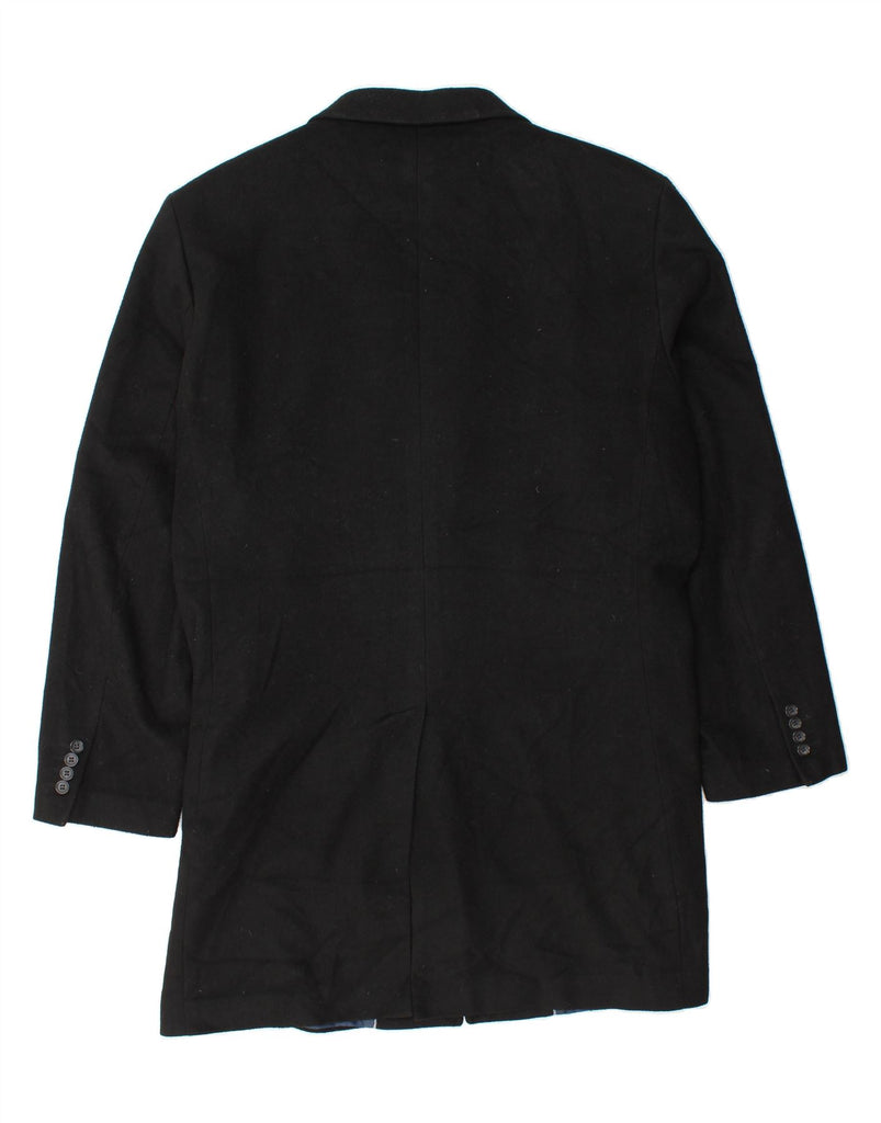 MARKS & SPENCER Mens Overcoat UK 42 XL Black Wool Vintage Marks & Spencer and Second-Hand Marks & Spencer from Messina Hembry 