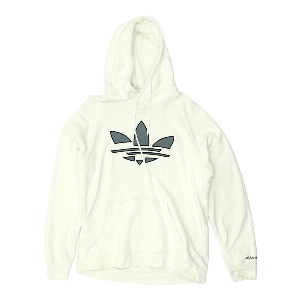 Adidas Originals Big Embroidered Logo Mens White Pullover Hoodie | Sportswear | Vintage Messina Hembry | Thrift | Second-Hand Messina Hembry | Used Clothing | Messina Hembry 