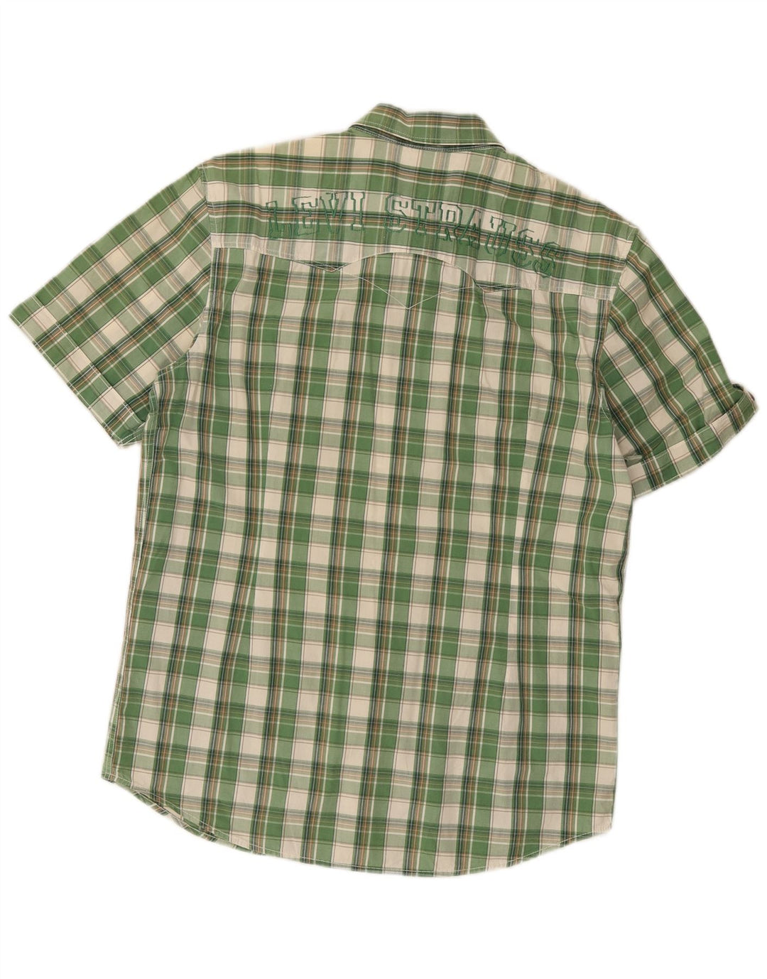 Levi's Mens Graphic Short Sleeve Shirt Large Green Check Cotton