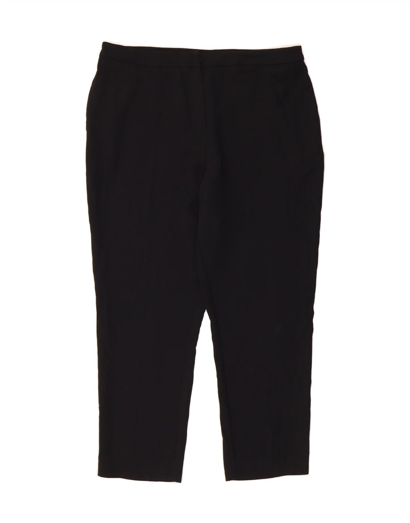 JAEGER Womens Tapered Chino Trousers UK 16 Large W36 L28 Black Polyester Vintage Jaeger and Second-Hand Jaeger from Messina Hembry 