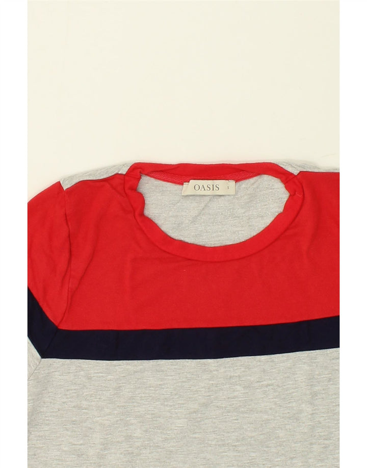 OASIS Womens Sweatshirt Jumper UK 10 Small Grey Colourblock Viscose Vintage Oasis and Second-Hand Oasis from Messina Hembry 