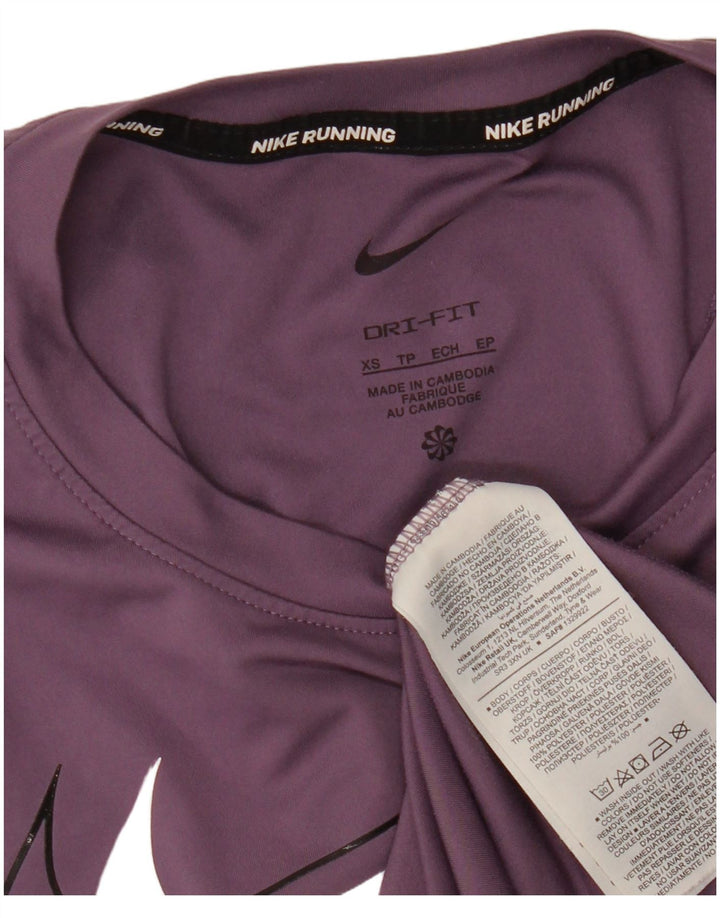NIKE Womens Dri Fit Graphic Vest Top UK 6 XS Purple Polyester