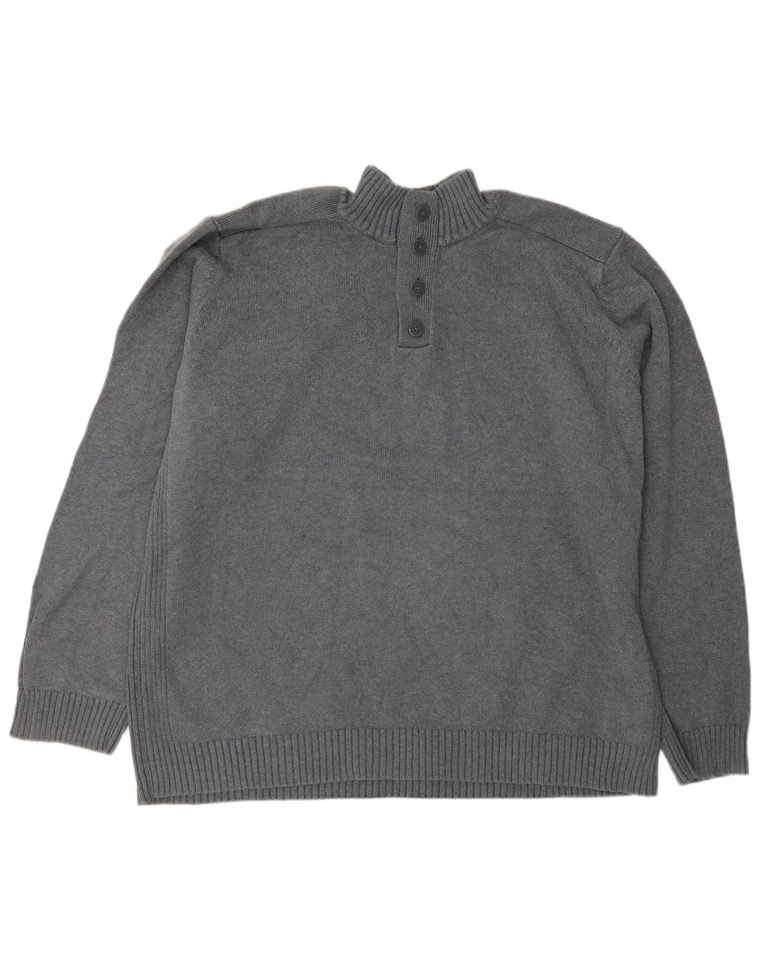 Marks & Spencer Mens Blue Harbour Button Neck Jumper Sweater 2XL Grey