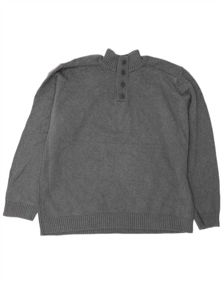 Marks & Spencer Mens Blue Harbour Button Neck Jumper Sweater 2XL Grey