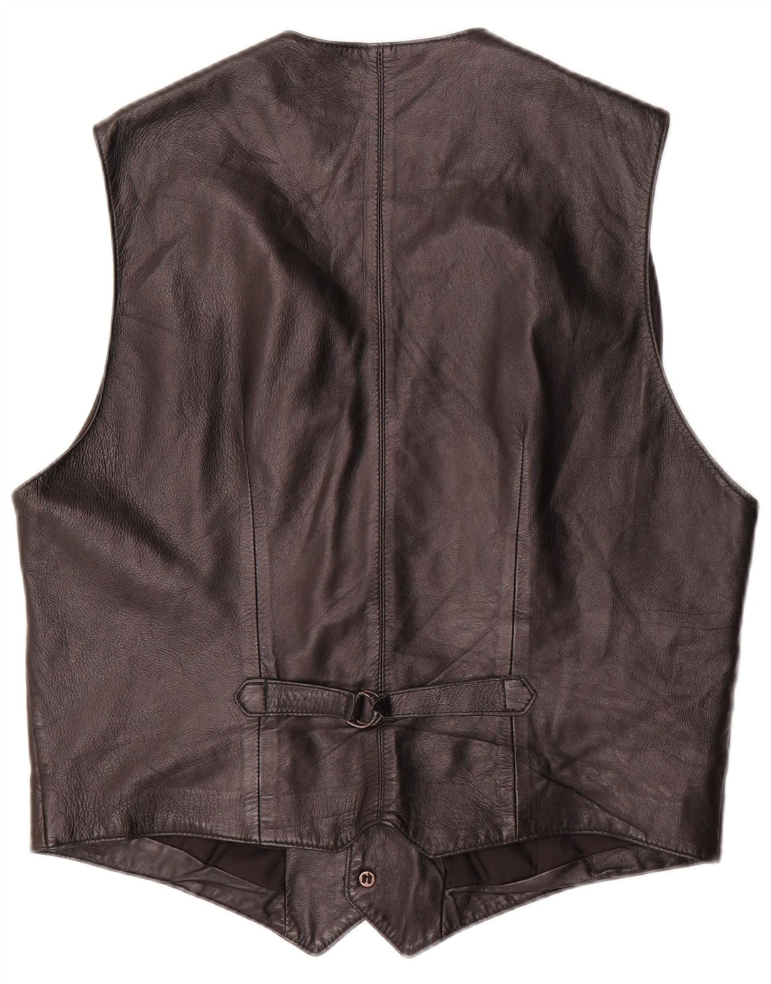 Vintage Mens Leather Waistcoat IT 52 Large Black Leather