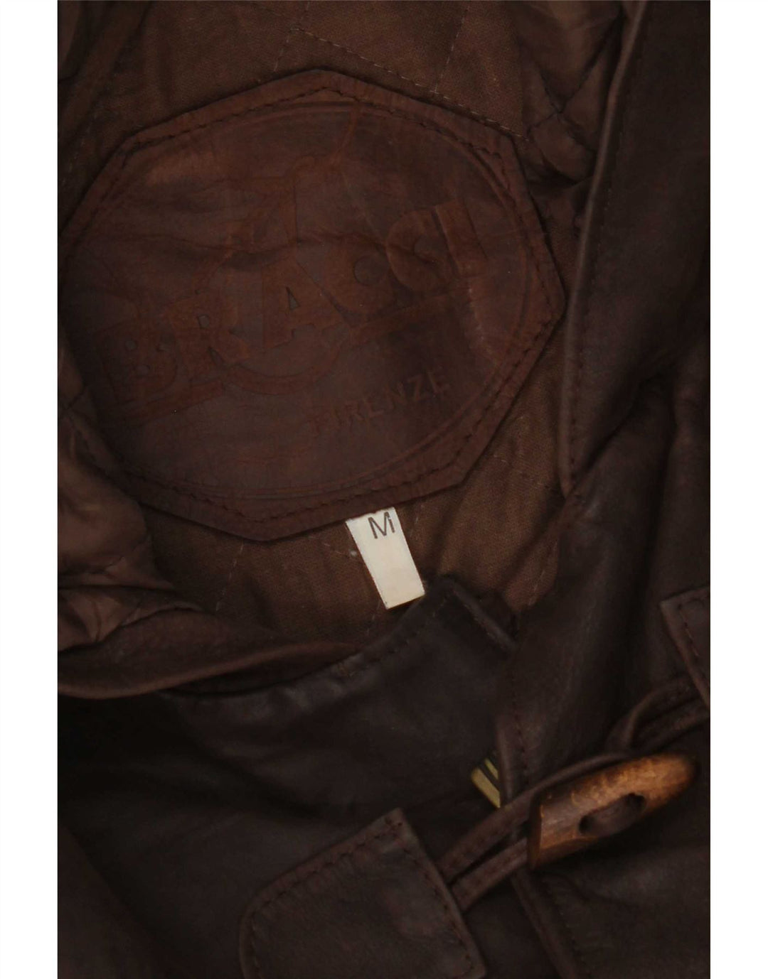 Bracci Mens Hooded Leather Jacket UK 38 Medium Brown