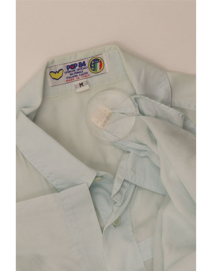 POP 84 Mens Short Sleeve Shirt Medium Blue Cotton