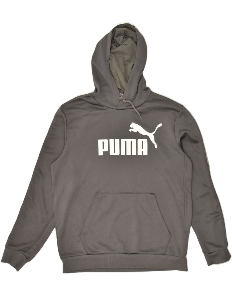 PUMA Mens Graphic Hoodie Jumper Medium Grey Polyester | Vintage Puma | Thrift | Second-Hand Puma | Used Clothing | Messina Hembry 