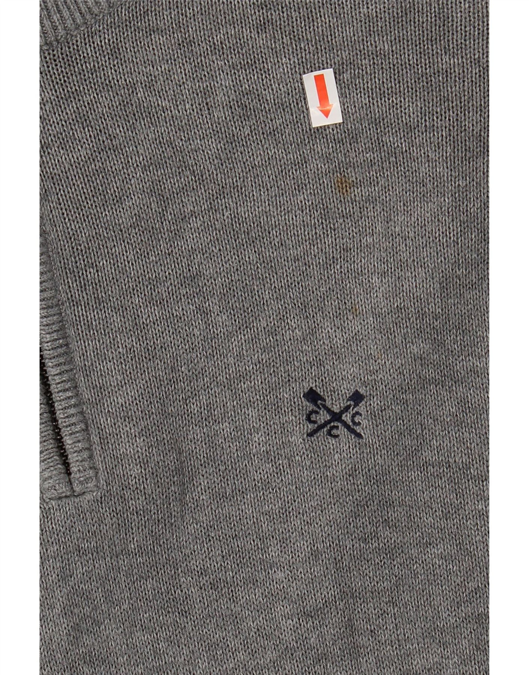 Crew Clothing Mens Zip Neck Jumper Sweater Small Grey Cotton