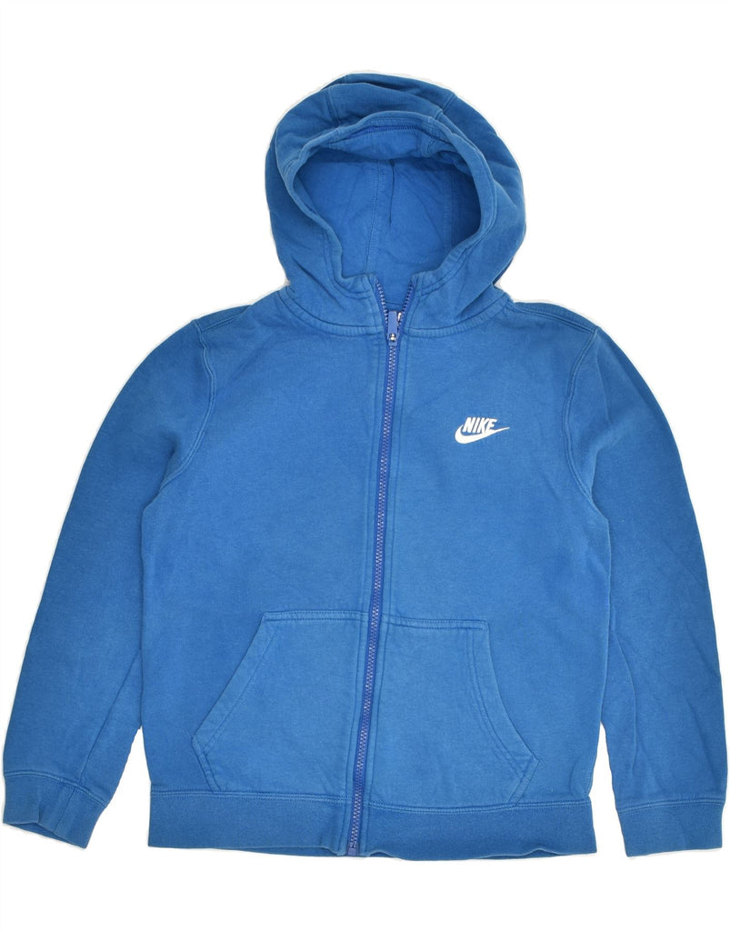 NIKE Boys Zip Hoodie Sweater 10-11 Years Medium Blue Cotton | Vintage Nike | Thrift | Second-Hand Nike | Used Clothing | Messina Hembry 