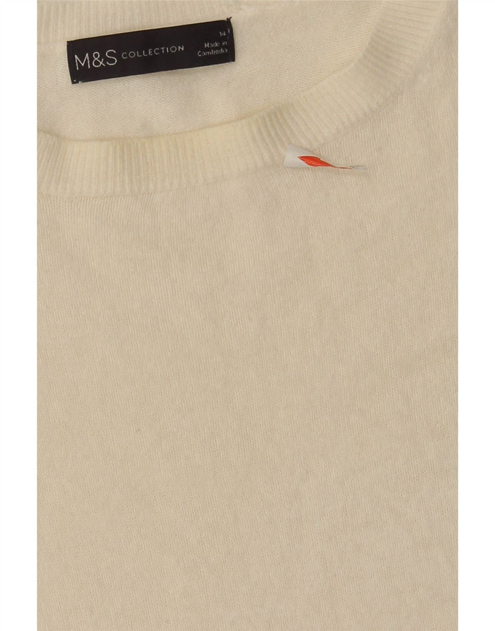 Marks & Spencer Womens Crew Neck Jumper Sweater UK 14 Medium Off White
