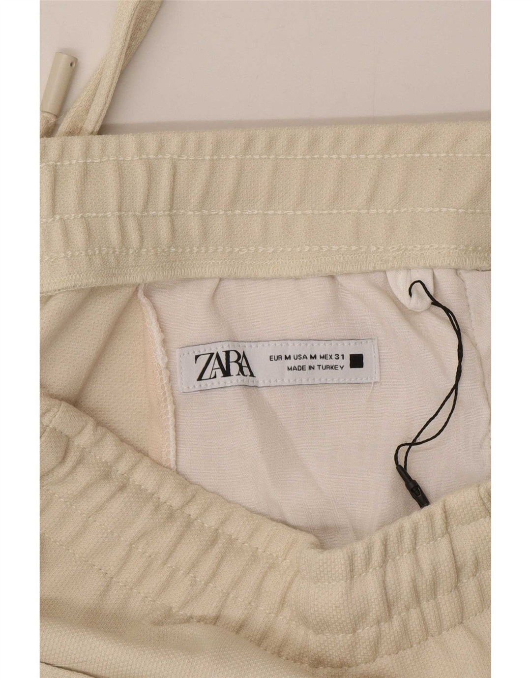 Zara Mens Tapered Chino Trousers Medium W32 L30 Beige Polyester