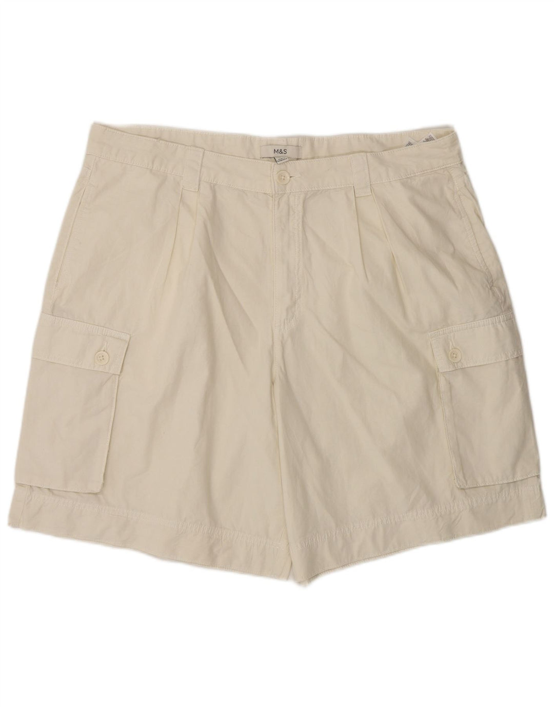 Marks & Spencer Womens Cargo Shorts UK 18 XL W38  Off White Cotton