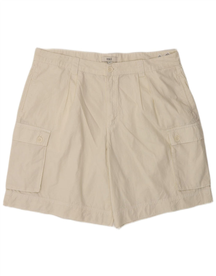 Marks & Spencer Womens Cargo Shorts UK 18 XL W38  Off White Cotton