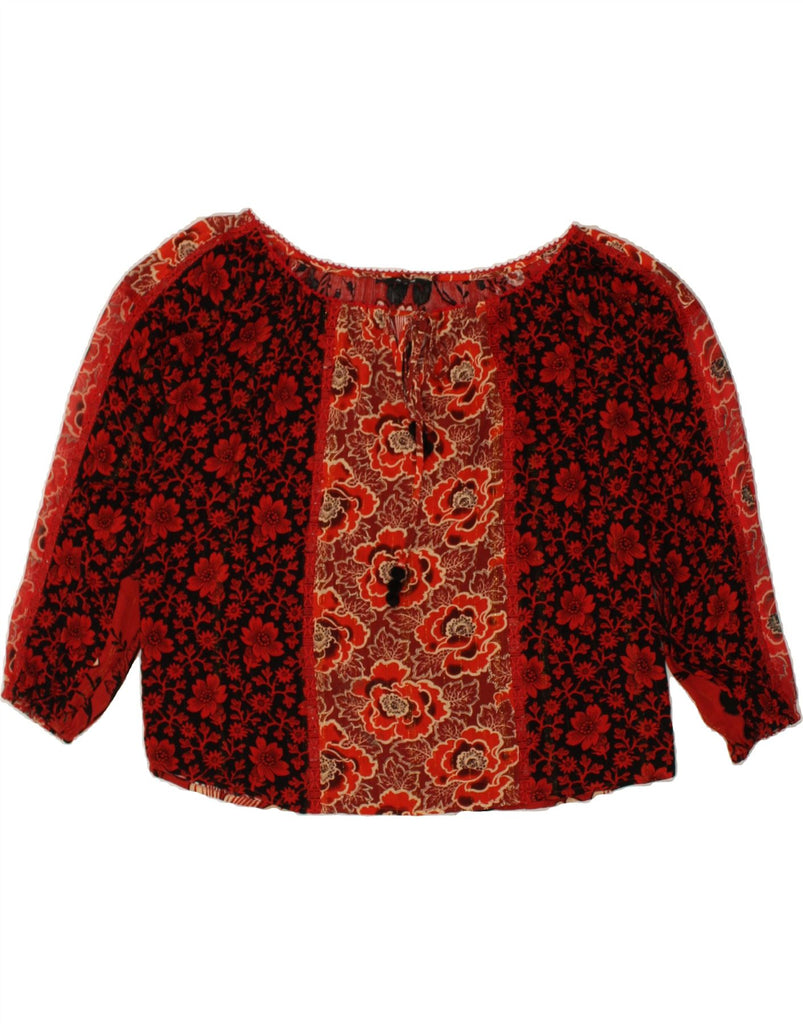 DESIGUAL Womens Oversized Long Sleeve Blouse Top UK 14 Medium Red Floral | Vintage Desigual | Thrift | Second-Hand Desigual | Used Clothing | Messina Hembry 