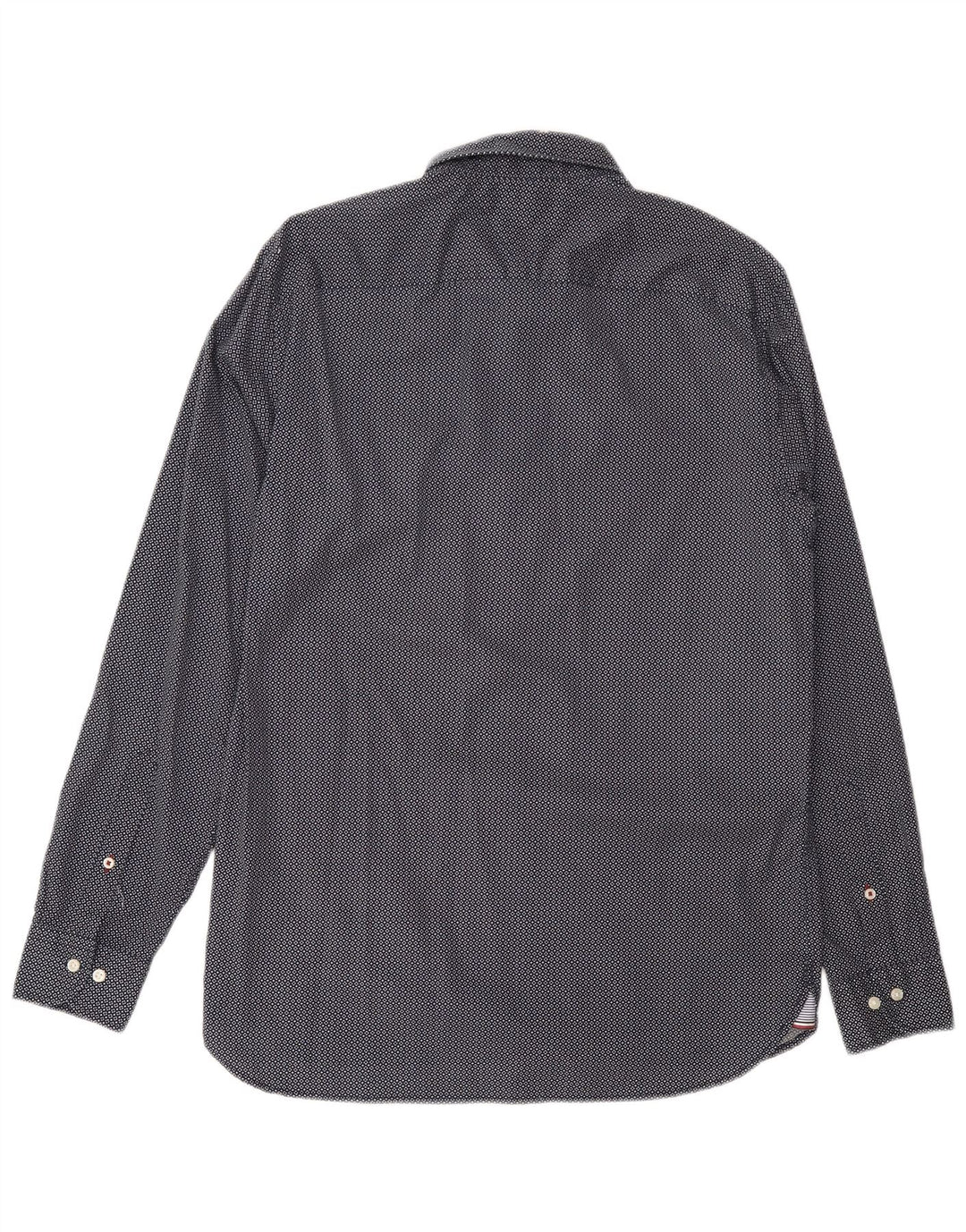 Tommy Hilfiger Mens Regular Fit Shirt Medium Navy Blue Spotted Cotton