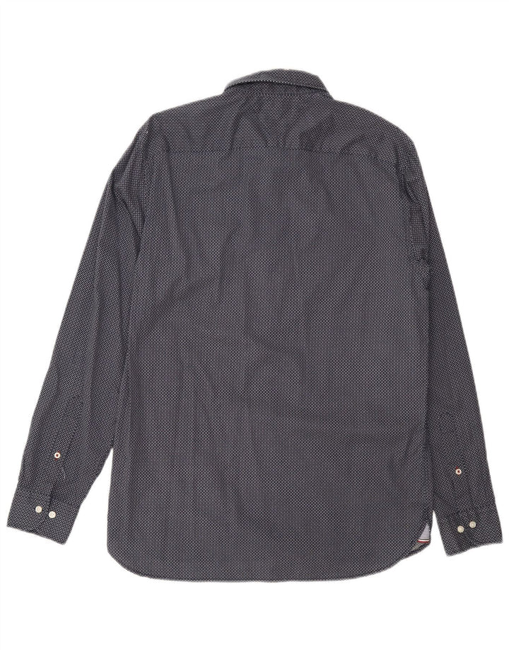 Tommy Hilfiger Mens Regular Fit Shirt Medium Navy Blue Spotted Cotton