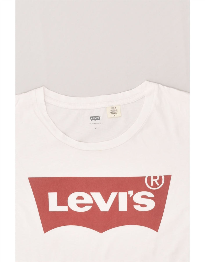 LEVI'S Womens Graphic T-Shirt Top UK 14 Medium White Cotton | Vintage Levi's | Thrift | Second-Hand Levi's | Used Clothing | Messina Hembry 