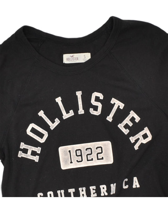 HOLLISTER Womens Graphic Top Long Sleeve UK 10 Small Black Cotton