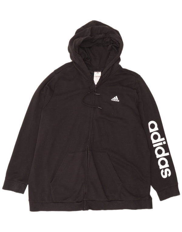 Adidas Womens Graphic Zip Hoodie Sweater UK 32/34 4XL Black Cotton