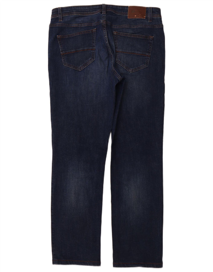 DACK'S Mens Straight Jeans IT 50 Large W34 L31 Navy Blue Cotton