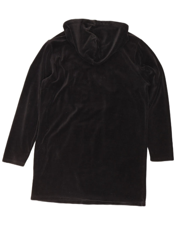 Fila Womens Graphic Velvet Hoodie Dresses UK 14 Medium Black Cotton