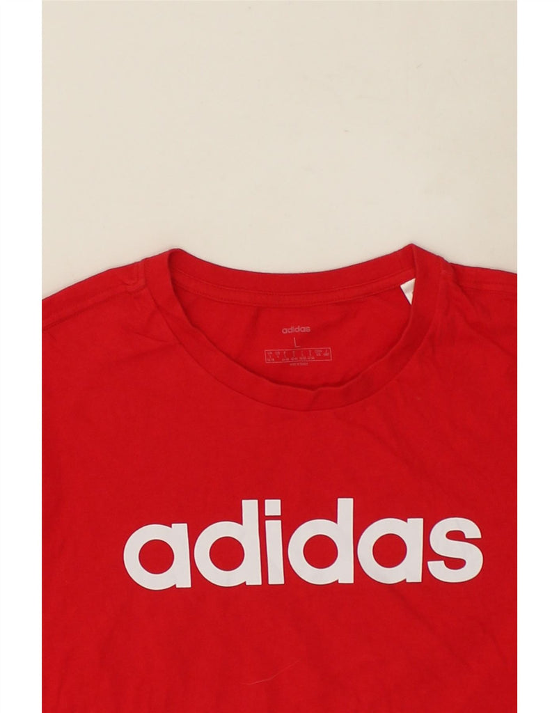 ADIDAS Womens Graphic T-Shirt Top UK 16/18 Large Red Cotton | Vintage Adidas | Thrift | Second-Hand Adidas | Used Clothing | Messina Hembry 