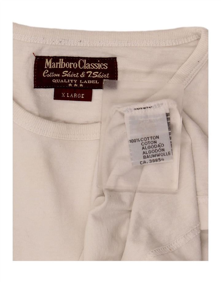 Marlboro Classics Mens Graphic Top Long Sleeve XL White Cotton