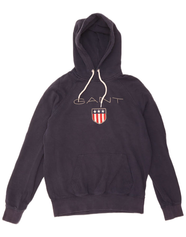 Gant Mens Graphic Hoodie Jumper Medium Navy Blue Cotton