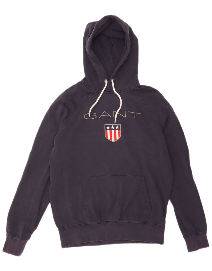 Gant Mens Graphic Hoodie Jumper Medium Navy Blue Cotton