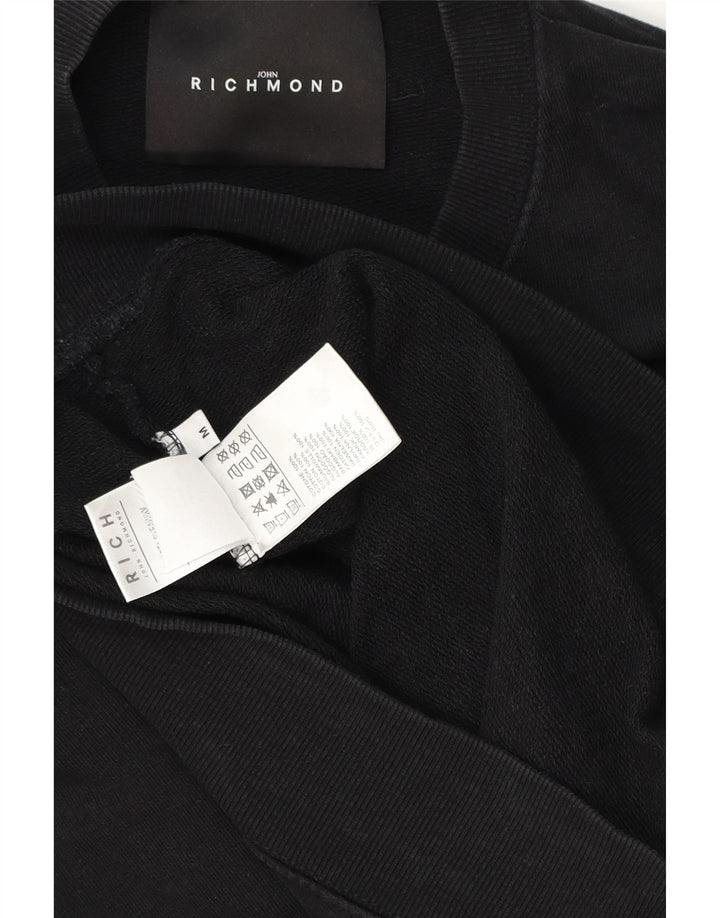 RICHMOND Mens Graphic Sweatshirt Jumper Medium Black Cotton
