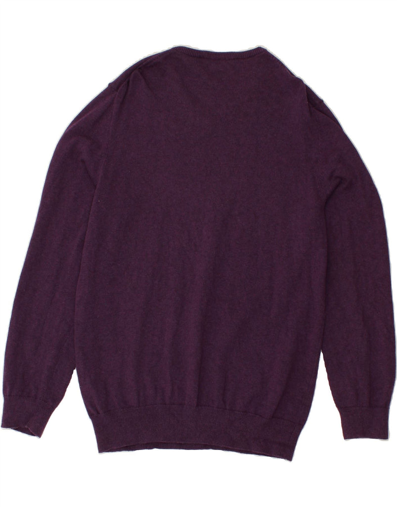 CREW CLOTHING Mens V-Neck Jumper Sweater XL Purple Cotton | Vintage Crew Clothing | Thrift | Second-Hand Crew Clothing | Used Clothing | Messina Hembry 