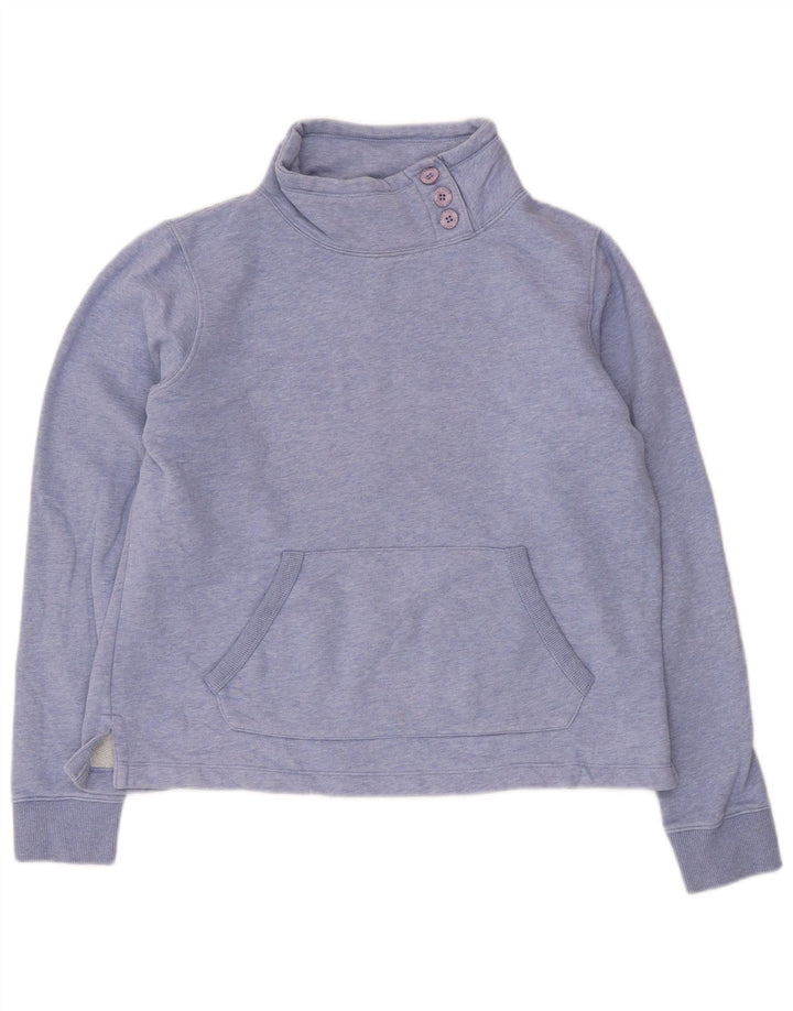 Fat Face Womens Button Neck Sweatshirt Jumper UK 12 Medium Blue Cotton