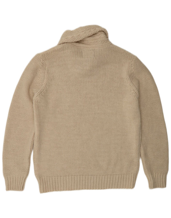 Angelo Litrico Mens Shawl Neck Jumper Sweater XL Beige Acrylic