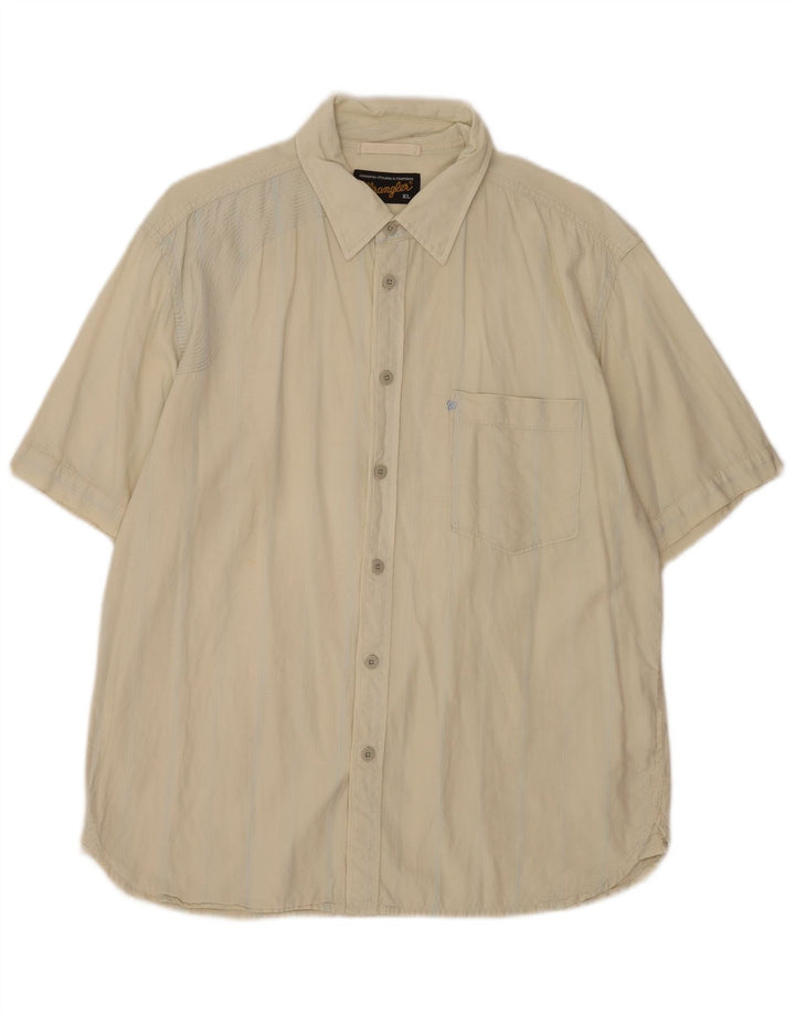 Wrangler Mens Short Sleeve Shirt XL Beige Cotton