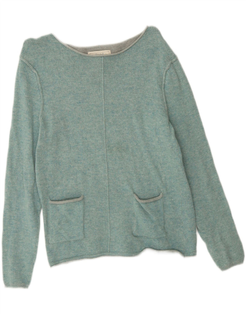 WHITE STUFF Womens Boat Neck Jumper Sweater UK 12 Medium  Turquoise Cotton Vintage White Stuff and Second-Hand White Stuff from Messina Hembry 
