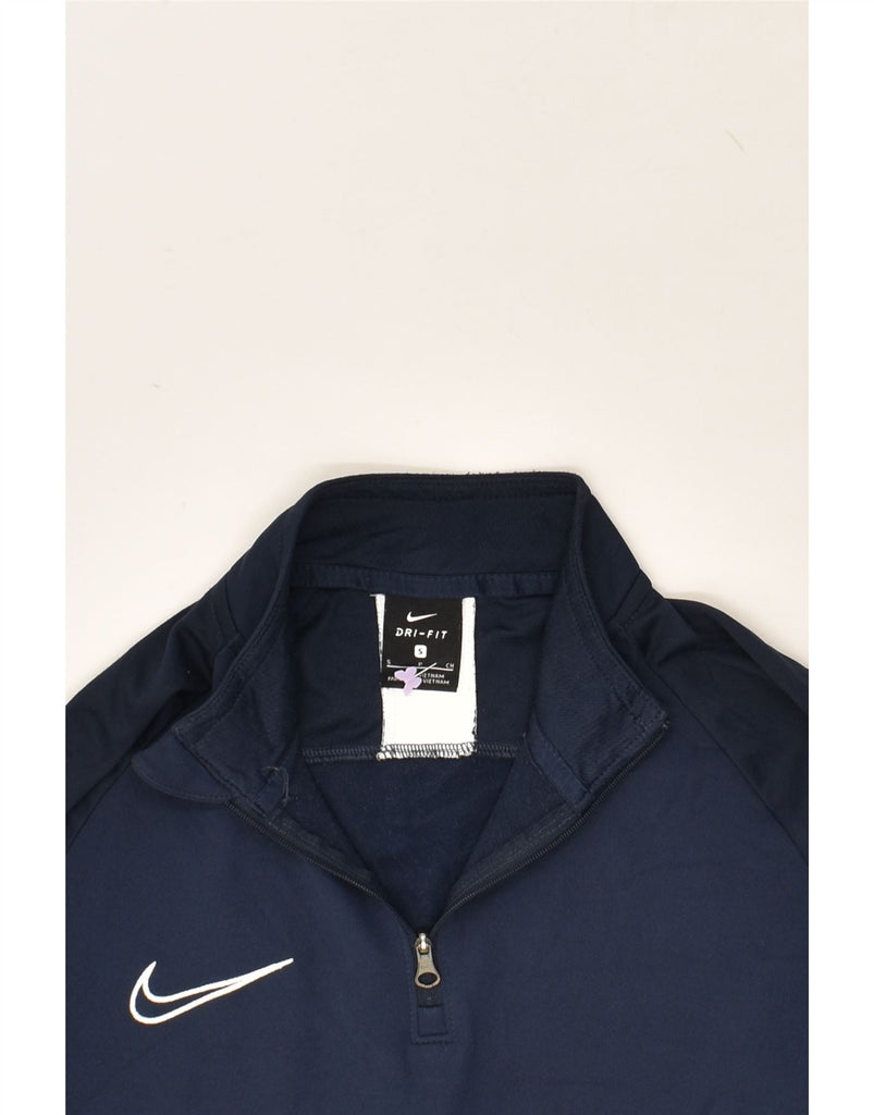 NIKE Mens Zip Neck Pullover Tracksuit Top Medium Navy Blue Colourblock | Vintage Nike | Thrift | Second-Hand Nike | Used Clothing | Messina Hembry 