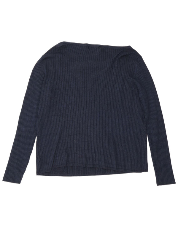 Marks & Spencer Womens Top Long Sleeve UK 24 4XL  Navy Blue Viscose